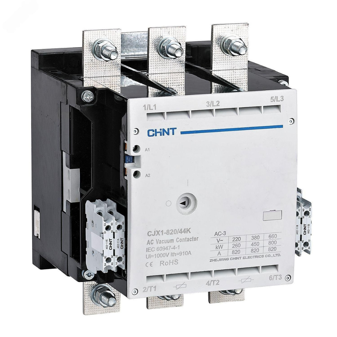 Контактор вакуумный 820А(АС3) 4НО+4НЗ AC/DC 110В 50/60Гц CJX1-820/44K